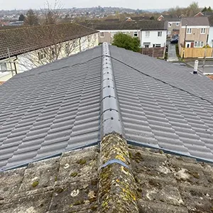 the roof of a house with a tiled roof